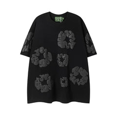 Denim Tears Black Tonal All‑Over Cotton Wreath Print T‑Shirt