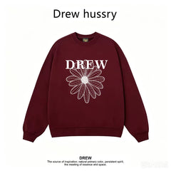Drew Daisy Print Crewneck Sweatshirt, Burgundy