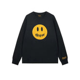 Drew Black Smiley Graphic Oversized Long-Sleeve T-Shirt