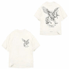Represent "Elegance In Motion" Winged Unicorn Graphic T-Shirt - White