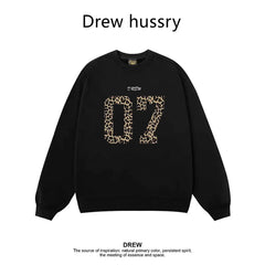 Drew Leopard 07 Graphic Crewneck Sweatshirt, Black