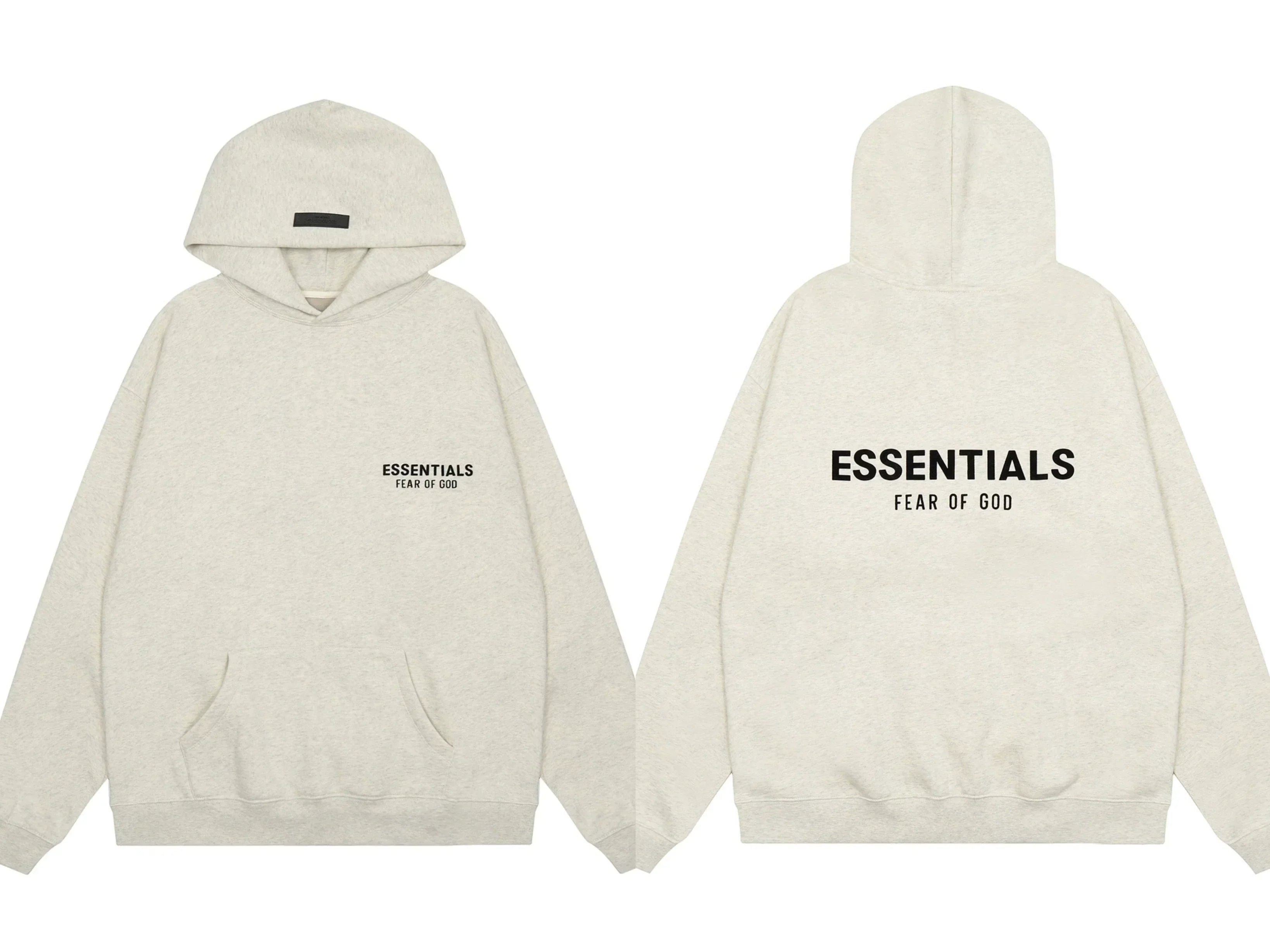 Fear of God Essentials Double Print Pullover Hoodie Cream