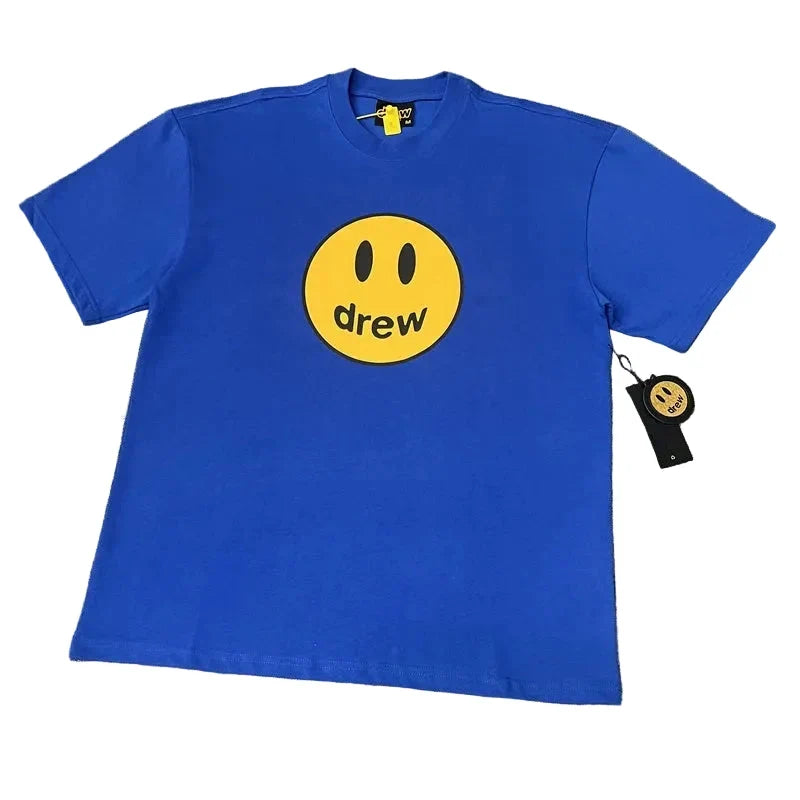 Drew Blue Smiley Graphic Cotton Short-Sleeve T-Shirt