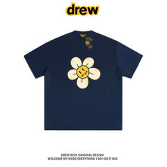 Drew House Daisy Smiley Graphic Oversized Cotton T-Shirt, Navy