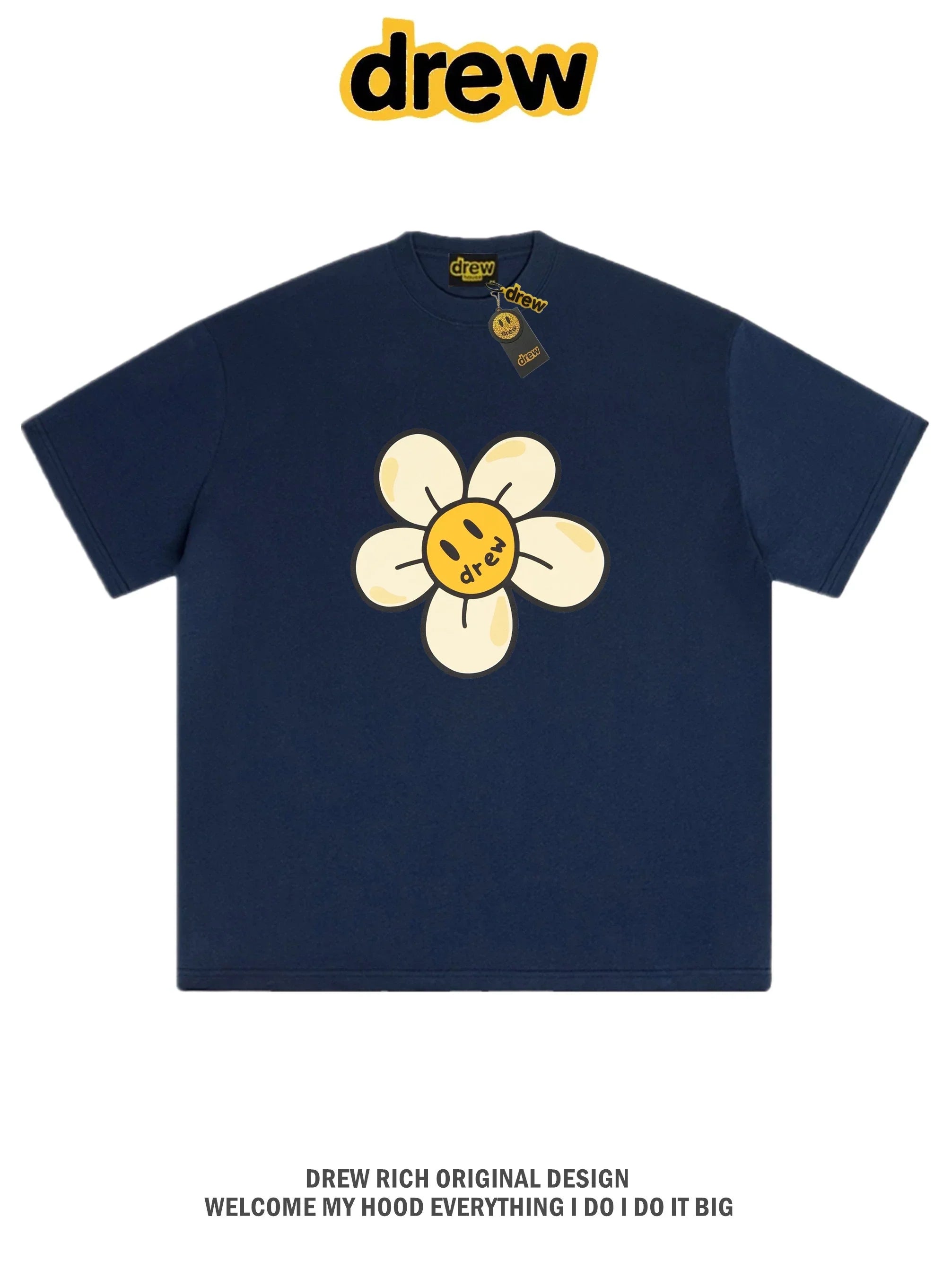 Drew House Daisy Smiley Graphic Oversized Cotton T-Shirt, Off White