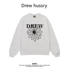 Drew Daisy Print Crewneck Sweatshirt, Light Grey