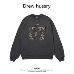 Drew Leopard 07 Graphic Crewneck Sweatshirt, Dark Gray