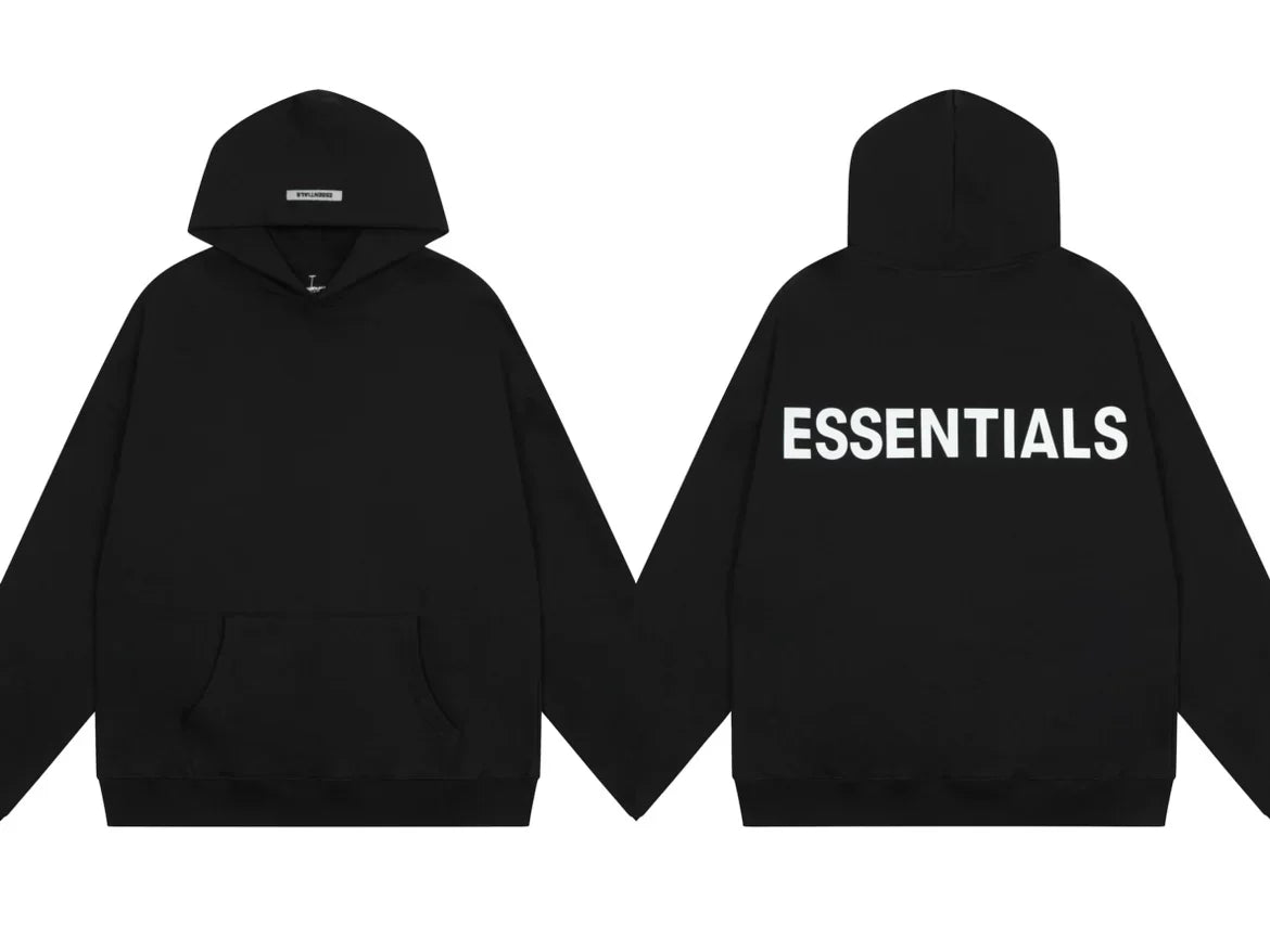 Fear of God Essentials Reflective Back Logo Pullover Hoodie – Black